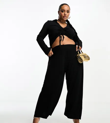 Yours wide leg culotte trousers in black