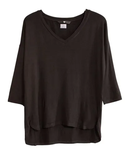 Yours Womens V Neck Jersey Top - Black