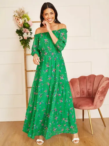 Yumi Bardot Floral Print Maxi Dress, Green - Green - Female