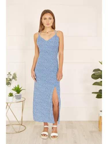 Yumi Ditsy Print Maxi Dress - Blue - Female
