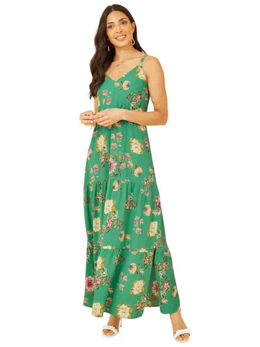 Yumi Floral Print Maxi Dress - Green - Female