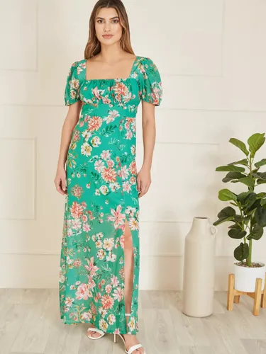 Yumi Floral Print Maxi Dress, Green - Green - Female