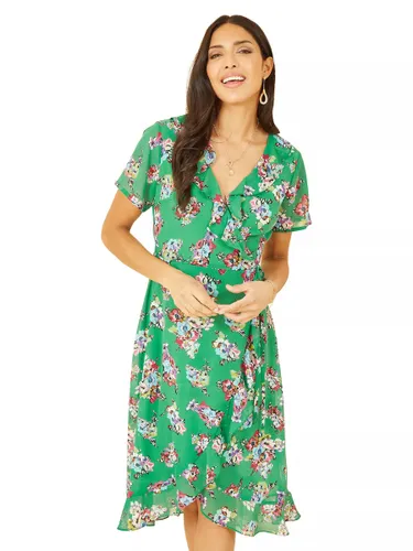 Yumi Floral Print Wrap Dress, Green - Green - Female
