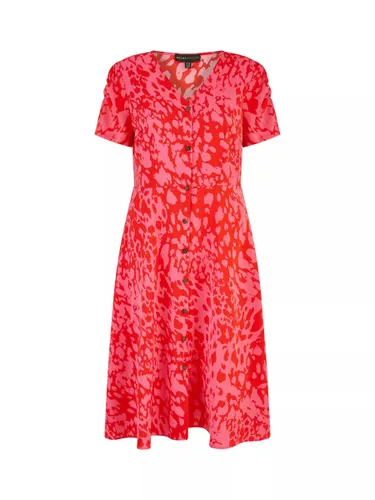 Yumi Mela London Animal Print Midi Shirt Dress, Red/Pink - Red/Pink - Female