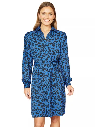 Yumi Mela London Animal Print Shirt Dress, Blue/Black - Blue/Black - Female