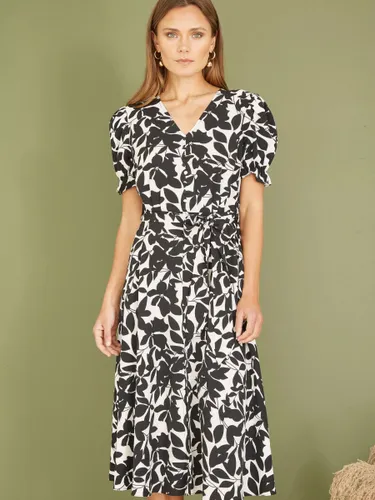 Yumi Mela London Floral Knee Length Dress, Black/White - Black/White - Female