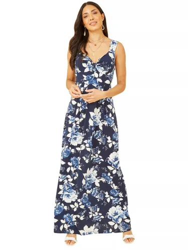 Yumi Mela London Floral Print Jersey Maxi Dress, Navy - Navy - Female