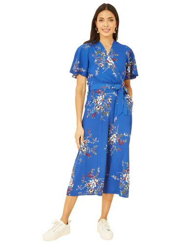 Yumi Mela London Floral Print Wrap Jumpsuit, Blue - Blue - Female