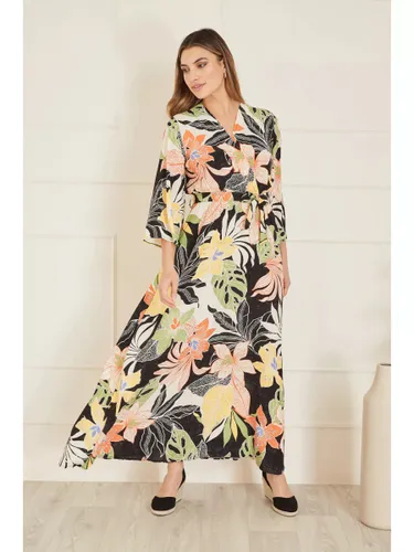 Yumi Mela London Tropical Wrap Maxi Dress,, Black/Multi - Black/Multi - Female
