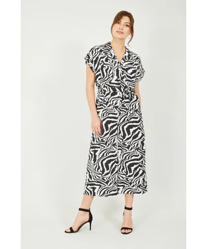 Yumi Womens Black Zebra Print Jumpsuit