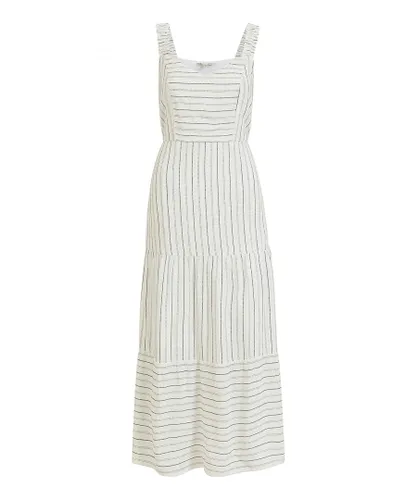 Yumi Womens White Striped Maxi Dress Viscose