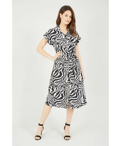 Yumi Womens Zebra Print Shirt Dress - Black