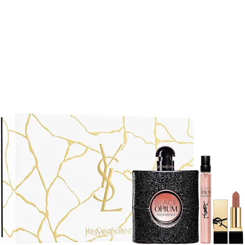 Yves Saint Laurent Black Opium Eau de Parfum 90ml, Trial Size and Mini Rouge Pur Couture Set (Worth £162.30)