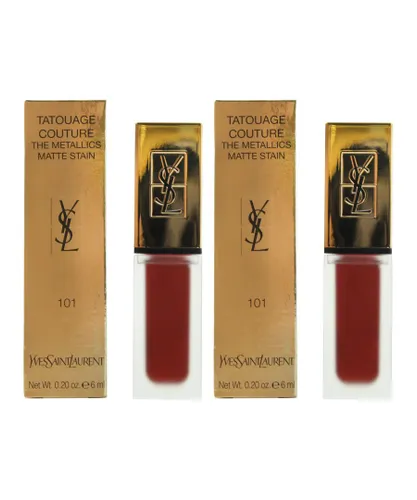 Yves Saint Laurent Womens YSL Tatouage Couture The Metallics Matte Stain 6ml - 101 Chrome Red Clash X 2 - One Size