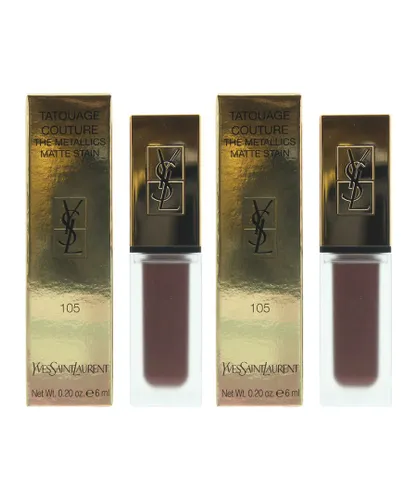 Yves Saint Laurent Womens YSL Tatouage Couture The Metallics Matte Stain 6ml - Magentic Prune 105 x 2 - NA - One Size