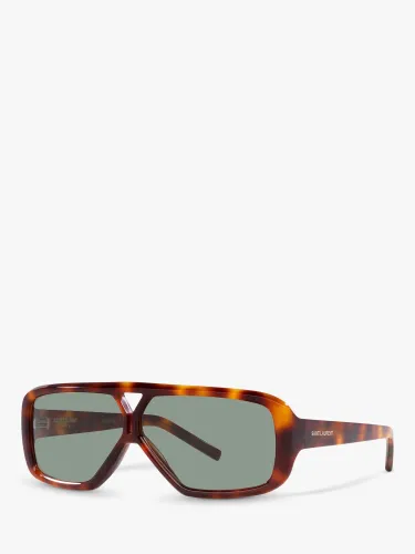 Yves Saint Laurent YS000434 Women's Wrap Sunglasses, Havana/Green - Havana/Green - Female