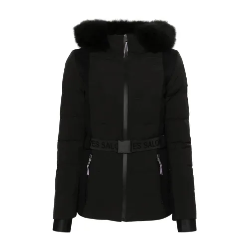 Yves Salomon , Black Skiwear Lamb Hair Jacket ,Black female, Sizes: