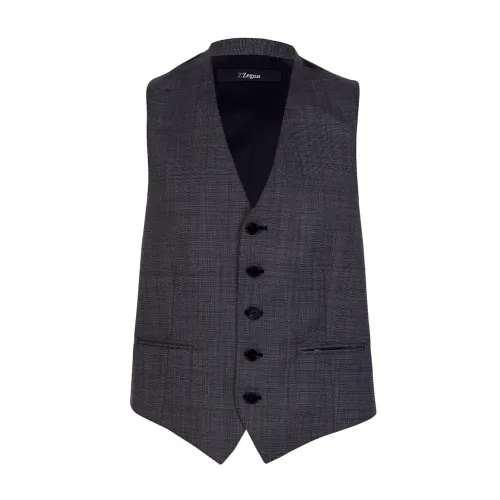 Z Zegna , Grey Three Button Waistcoat ,Gray male, Sizes: