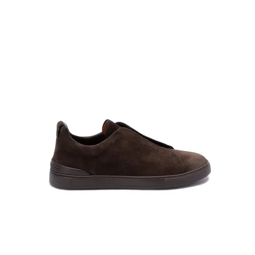 Z Zegna , Triple Stitch Low-Top Sneakers ,Brown male, Sizes: