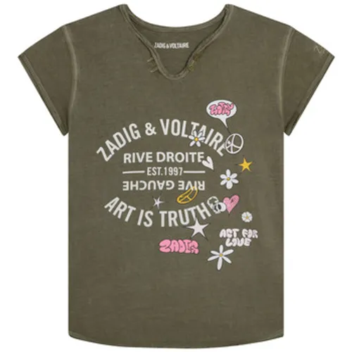 Zadig & Voltaire  X15379-656-C  girls's Children's T shirt in Kaki