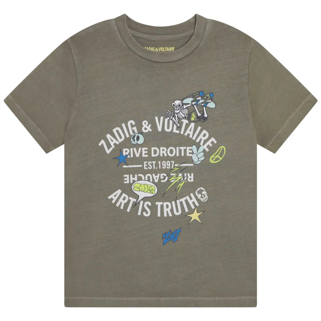 Zadig & Voltaire  X25353-65B-J  boys's Children's T shirt in Kaki