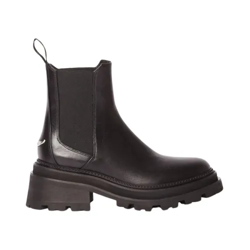 Zadig & Voltaire , Black Leather Platform Ankle Boots ,Black female, Sizes: