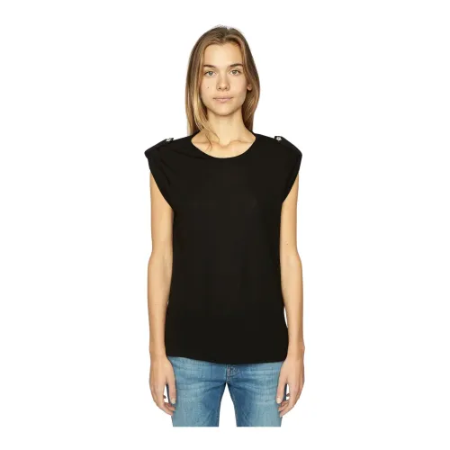 Zadig & Voltaire , Black T-Shirt with Star Detail ,Black female, Sizes: