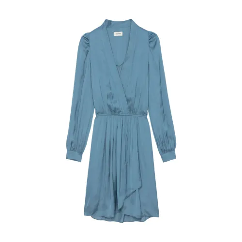 Zadig & Voltaire , Blue Draped Satin Dress ,Blue female, Sizes: