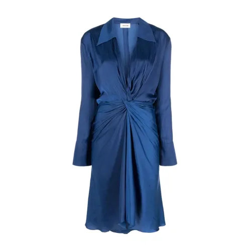 Zadig & Voltaire , Blue Satin Knot Waist Dress ,Blue female, Sizes: