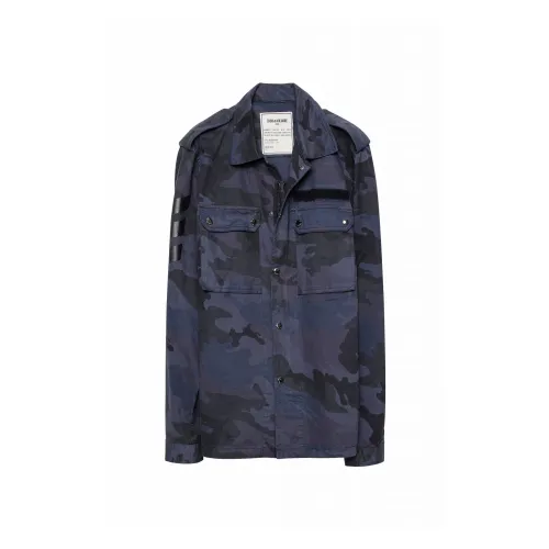 Zadig & Voltaire , Blue Tones Camouflage Jacket ,Blue male, Sizes: