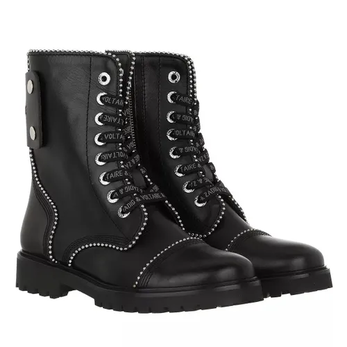 Zadig & Voltaire Boots & Ankle Boots - Joe - Smooth Cowskin & Studs Pipping - black - Boots & Ankle Boots for ladies
