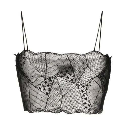 Zadig & Voltaire , Cariana rhinestone-embellished lace top ,Black female, Sizes: