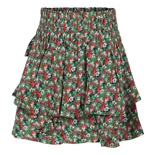 Zadig & Voltaire , Colorful Frilled Skirt with Tropical Flowers ,Multicolor female, Sizes: