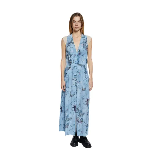 Zadig & Voltaire , Glacier Printed Long Dress ,Blue female, Sizes:
