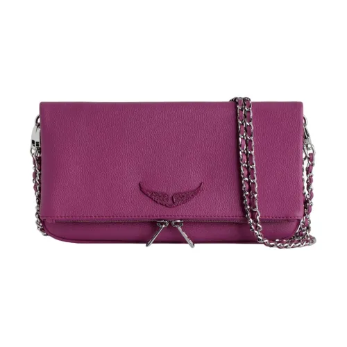 Zadig & Voltaire , Glam Fuchsia Rock Leather Clutch Bag ,Purple female, Sizes: ONE SIZE