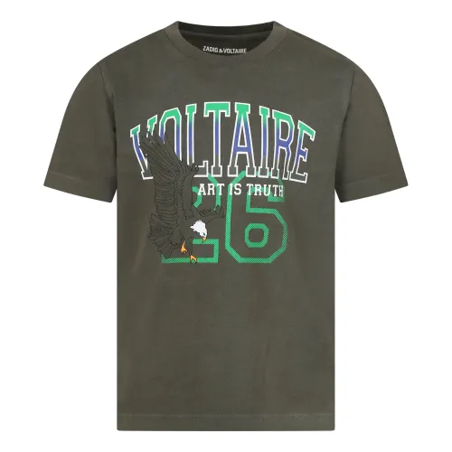 Zadig & Voltaire , Green Eagle Logo T-Shirt ,Green unisex, Sizes: