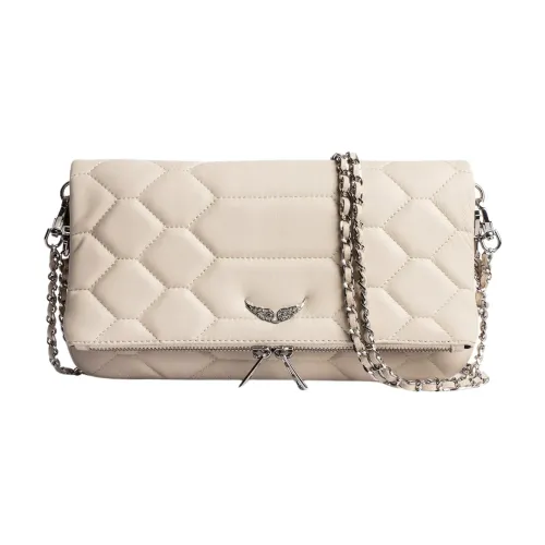 Zadig & Voltaire , Rock Quilted Handbag with Snake Scale Effect ,Beige female, Sizes: ONE SIZE