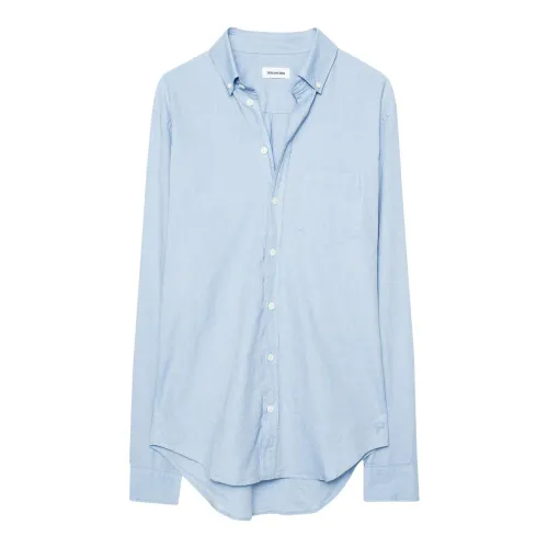 Zadig & Voltaire , Sigmund Chambray Shirt with Mother-of-Pearl Buttons ,Blue male, Sizes: