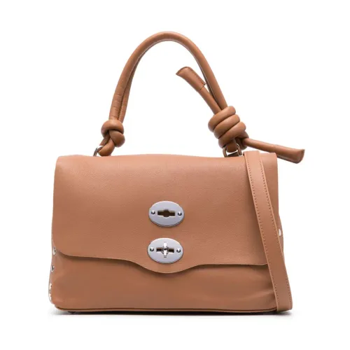 Zanellato , Beige Leather Bag with Stud and Knot Detailing ,Beige female, Sizes: ONE SIZE