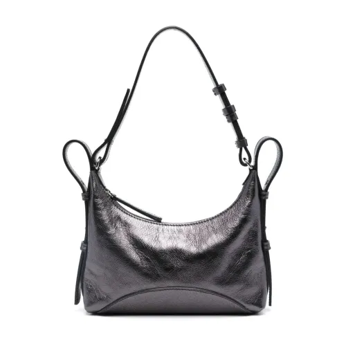 Zanellato , Black Leather Crinkled Finish Bag ,Black female, Sizes: ONE SIZE