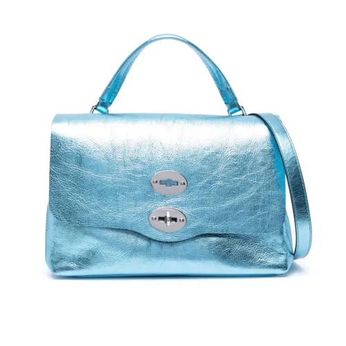 Zanellato , Blue Leather Crinkled Finish Bag ,Blue female, Sizes: ONE SIZE