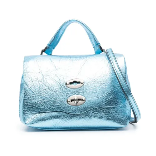 Zanellato , Blue Metallic Finish Leather Bag ,Blue female, Sizes: ONE SIZE