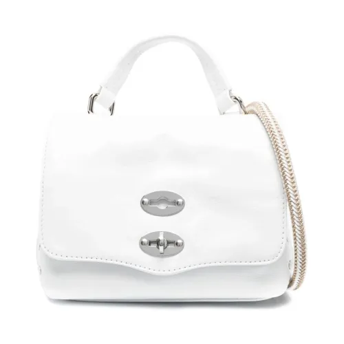 Zanellato , Crinkled White Leather Shoulder Bag ,White female, Sizes: ONE SIZE