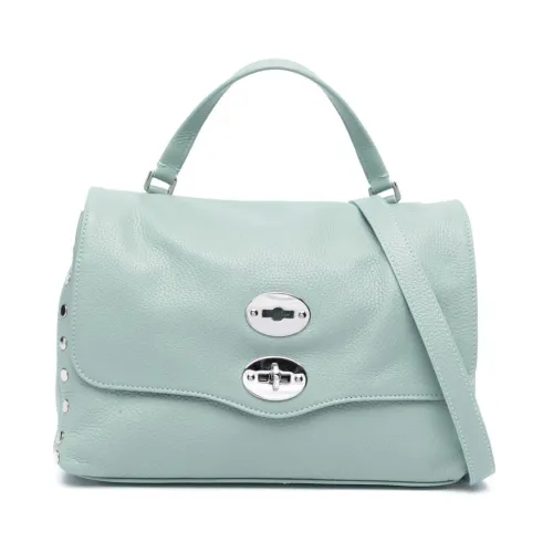 Zanellato , Light Blue Postina Bag with Silver Studs ,Blue female, Sizes: ONE SIZE