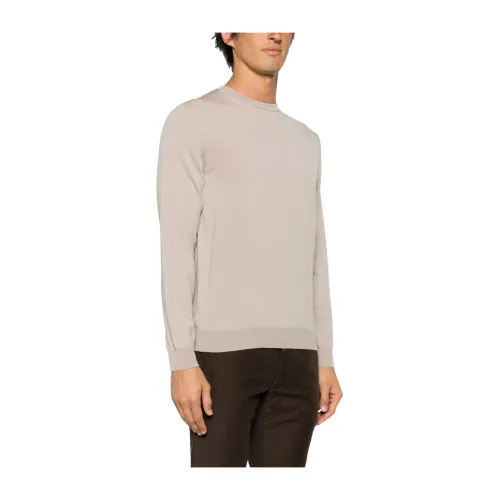Zanone , Beige Flex Wool Sweaters ,Beige male, Sizes: