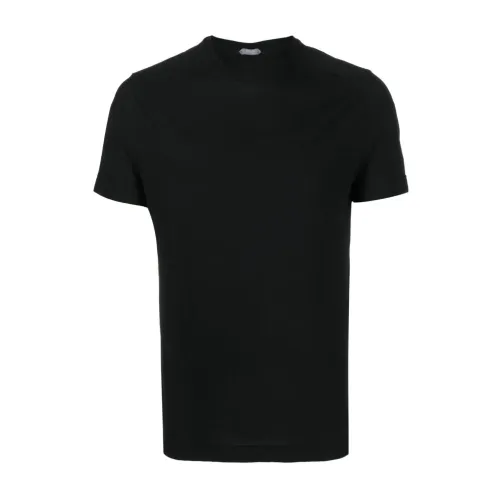 Zanone , Black T-shirts and Polos ,Black male, Sizes: