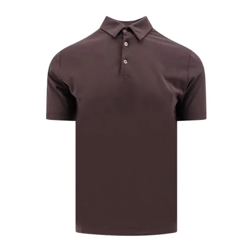 Zanone , Brown Button Closure T-Shirt ,Brown male, Sizes: