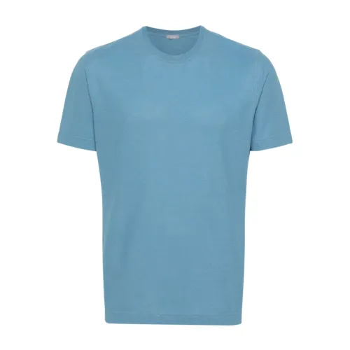 Zanone , Clear Blue T-shirts and Polos ,Blue male, Sizes: