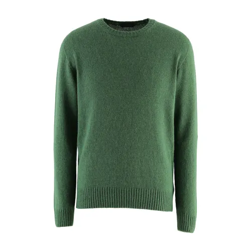 Zanone , Round-neck Knitwear ,Green male, Sizes: