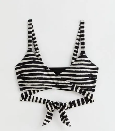 Zebra Stripe Wrap Bikini Top New Look